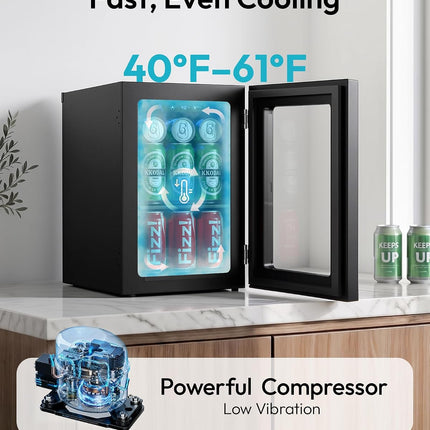 EUHOMY 18L beverage refrigerator, 24 can mini fridge