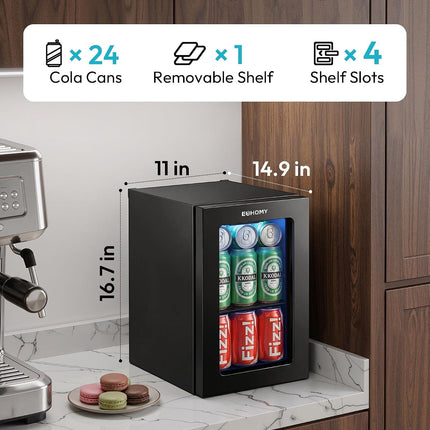 EUHOMY 18L beverage refrigerator, 24 can mini fridge