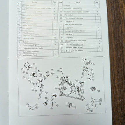 Actual unit: EYESUN exercise bike parts and hardware kit