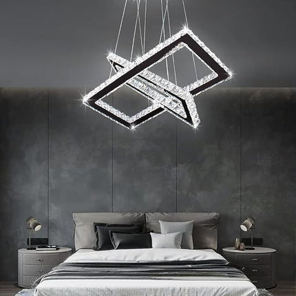 Finktonglan 2-ring rectangular crystal LED chandelier