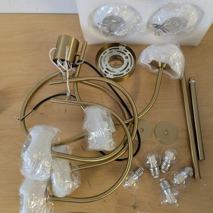 Actual unit: Flyrose chandelier with milk glass globes and bulbs