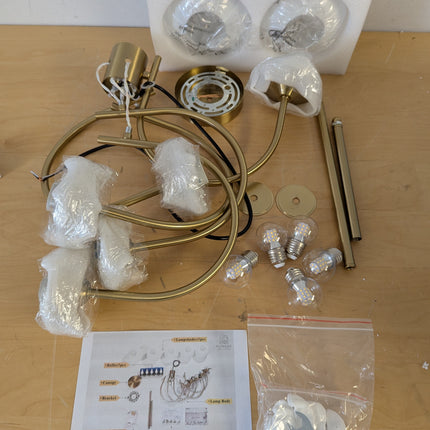 Actual unit: Flyrose chandelier with milk glass globes and bulbs