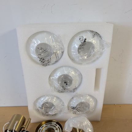 Actual unit: Flyrose chandelier with milk glass globes and bulbs