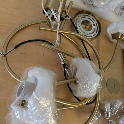 Actual unit: Flyrose chandelier with milk glass globes and bulbs