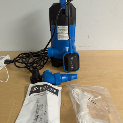 Actual unit: FOTING sump pump with float switch and elbow fitting