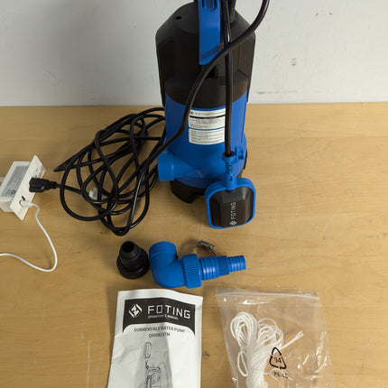 Actual unit: FOTING sump pump with float switch and elbow fitting