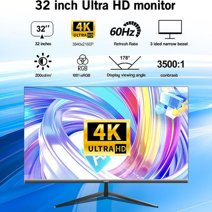 Gawfolk 32 inch 4K UHD monitor, 3840 x 2160 — product image