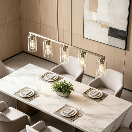 HEERTAI brushed nickel 5-light linear pendant light