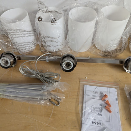 Actual unit: glass shades in protective bags