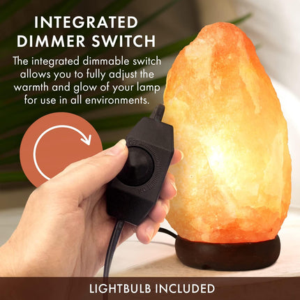 Himalayan salt lamp, large 8-10 inch, with dimmer and wooden base