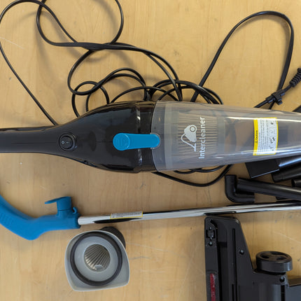 Actual unit: Intercleaner VC-1701A stick vacuum with 8 small attachments