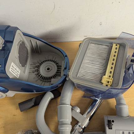 Actual unit: Kenmore 10701 canister vacuum with turbine brush and tools