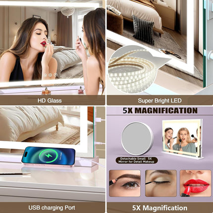 Vanity mirror with lights features and 5x magnifier — product image