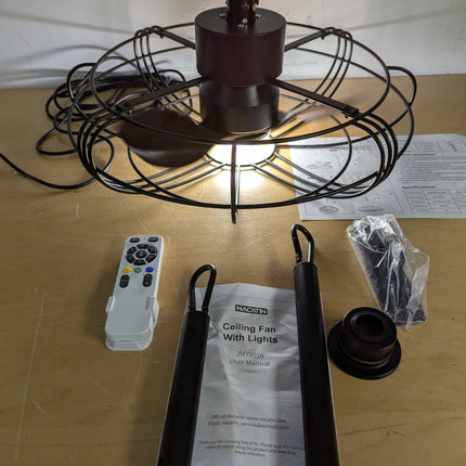 Actual unit: NACATIN outdoor fan with remote and down rods