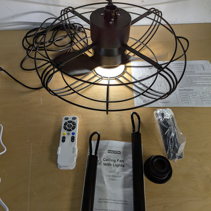Actual unit: NACATIN outdoor fan with remote and down rods