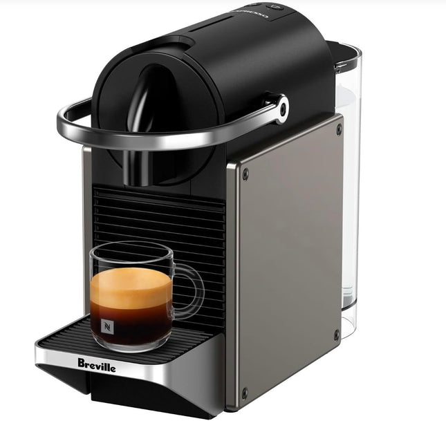 Nespresso Pixie espresso machine by Breville, titan