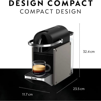 Nespresso Pixie espresso machine by Breville, titan