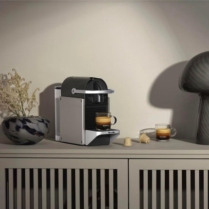 Nespresso Pixie espresso machine by Breville, titan