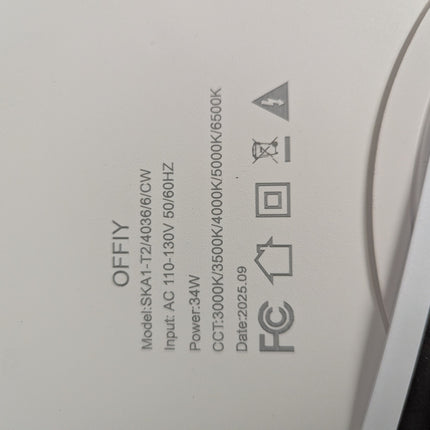Actual unit: two OFFIY LED ceiling lights lit