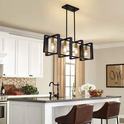 Poroulux 4-light black farmhouse kitchen island light