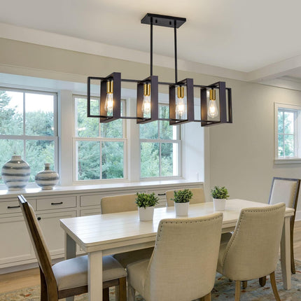 Poroulux 4-light black farmhouse kitchen island light