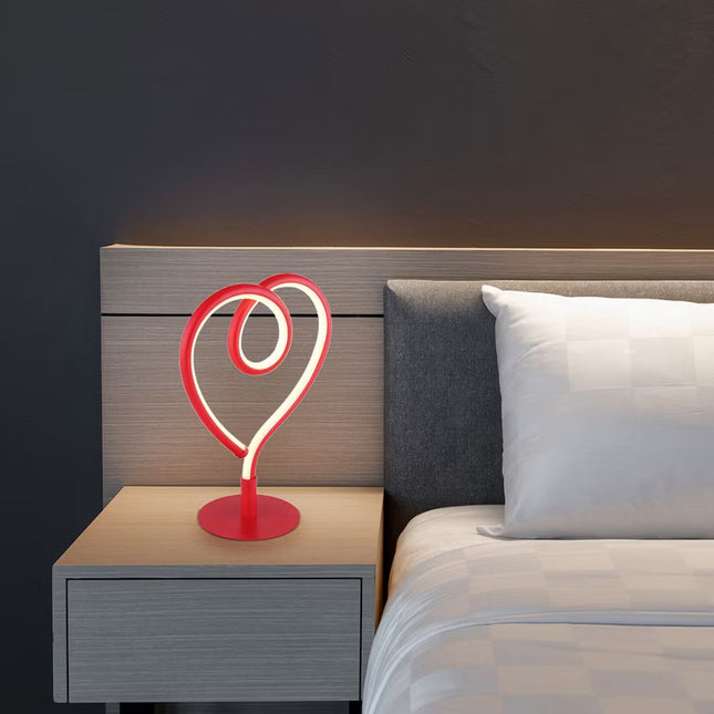 Table lamp, heart shape, red, LED, H 23.5 cm