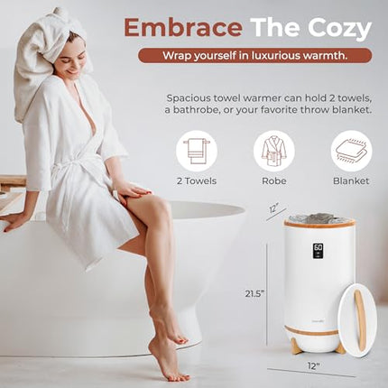 SereneLife Towel & Blanket Warmer Bucket, Towel Warmer for Bathroom, Spa w/Fragr