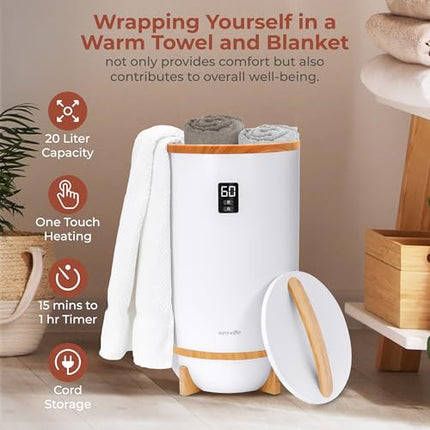 SereneLife Towel & Blanket Warmer Bucket, Towel Warmer for Bathroom, Spa w/Fragr