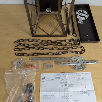 Actual unit: Q&S chandelier chains, mounting plate and hardware