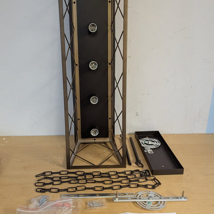 Actual unit: Q&S 5-light chandelier with canopy, rods, chains, hardware and instructions