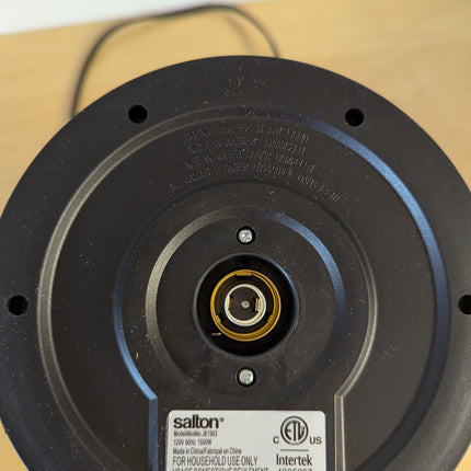 Actual unit: Salton JK1903 rating label, 120V 60Hz 1500W