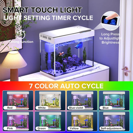 Vehipa 2.4 gallon fish tank aquarium kit with humidifier