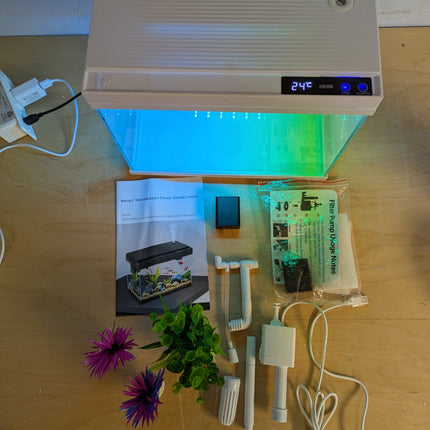 Actual unit: Vehipa 2.4 gallon aquarium kit with accessories