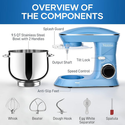 Vezzio stand mixer components overview — product image