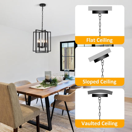 Webfkh chandelier for flat, sloped and vaulted ceilings