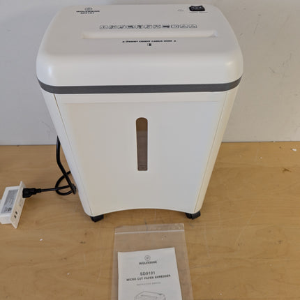 Actual unit: WOLVERINE SD9101 micro cut paper shredder