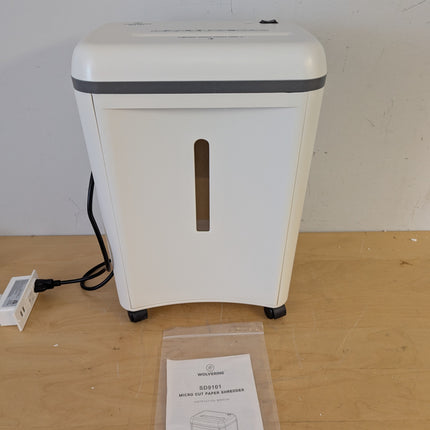 Actual unit: WOLVERINE SD9101 micro cut paper shredder