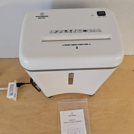 Actual unit: WOLVERINE SD9101 micro cut paper shredder
