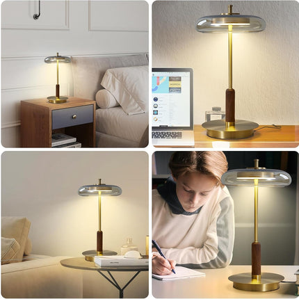 WTHTNROM brass mushroom table lamp in a bedroom and office