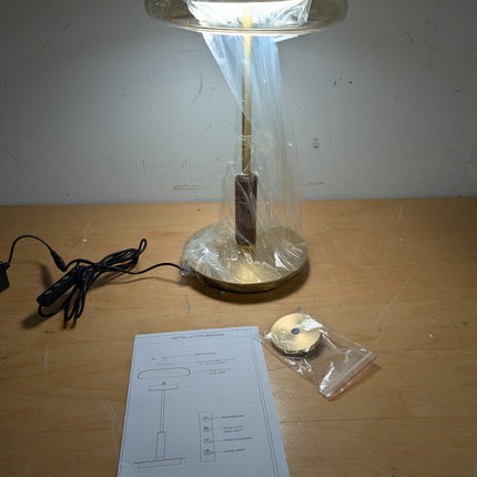 Actual unit: WTHTNROM lamp lit, protective film still on the shade