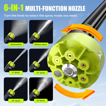 YKYI cordless pressure washer 6-in-1 nozzle spray patterns — product image